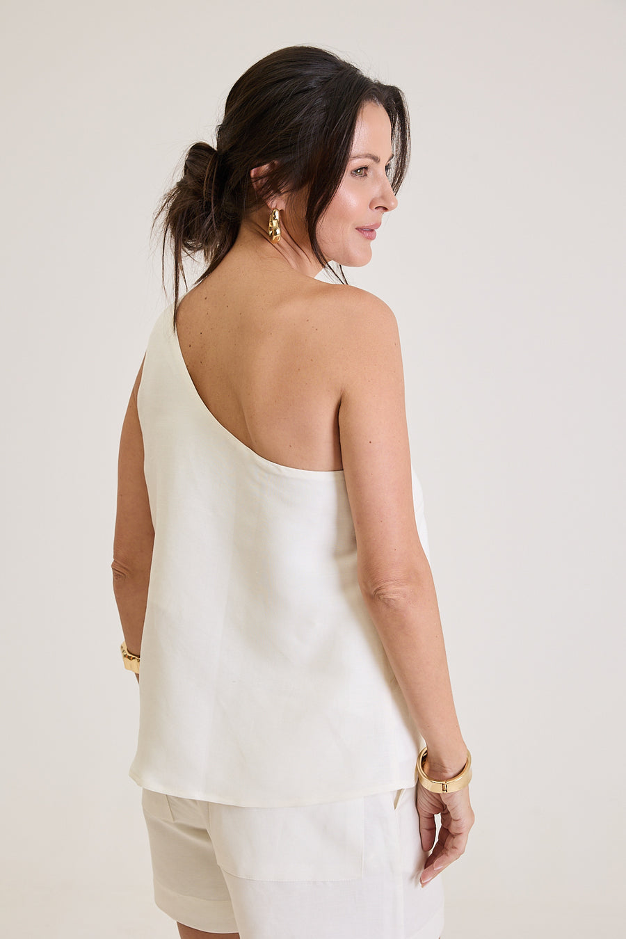 Blusa Feminina Assimétrica Em Linho Rosalie - Off White