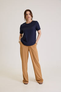 Blusa Feminina Manga Curta Em Linho Rosalie - Marinho