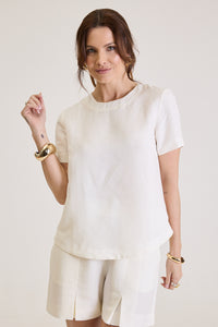 Blusa Feminina Manga Curta Em Linho Rosalie - Off White