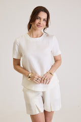 Blusa Feminina Manga Curta Em Linho Rosalie - Off White