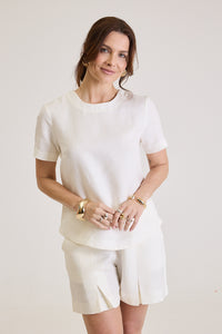 Blusa Feminina Manga Curta Em Linho Rosalie - Off White