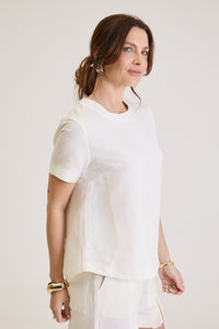 Blusa Feminina Manga Curta Em Linho Rosalie - Off White