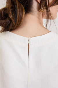 Blusa Feminina Manga Curta Em Linho Rosalie - Off White