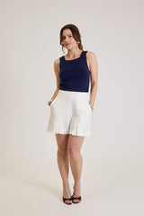 Regata Feminina Em Tricot Brigitte - Marinho