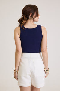 Regata Feminina Em Tricot Brigitte - Marinho