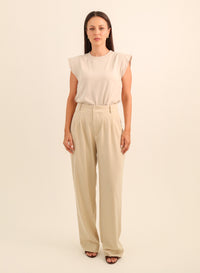 Calça Alfaiataria Feminina Luma - Bege