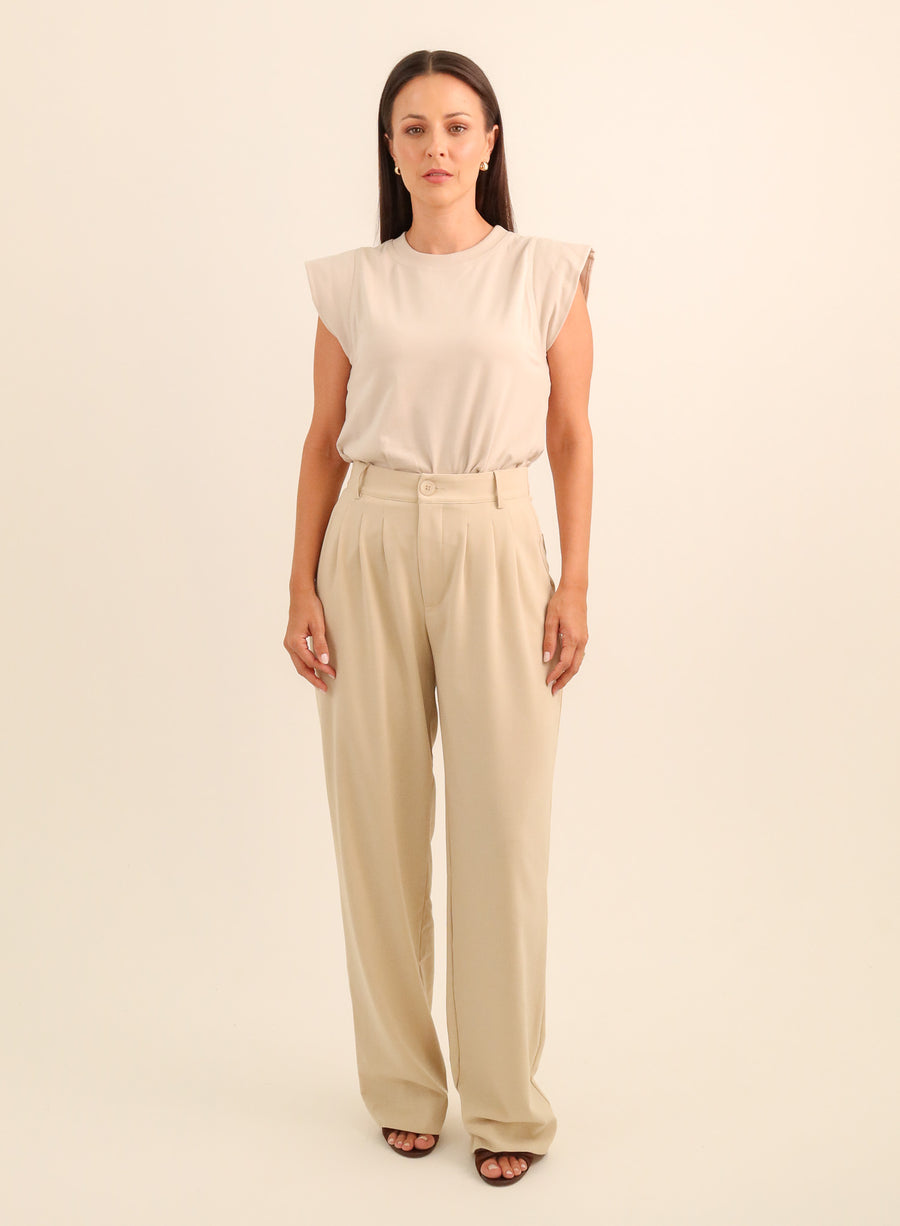 Calça Alfaiataria Feminina Luma - Bege