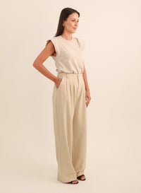 Calça Alfaiataria Feminina Luma - Bege