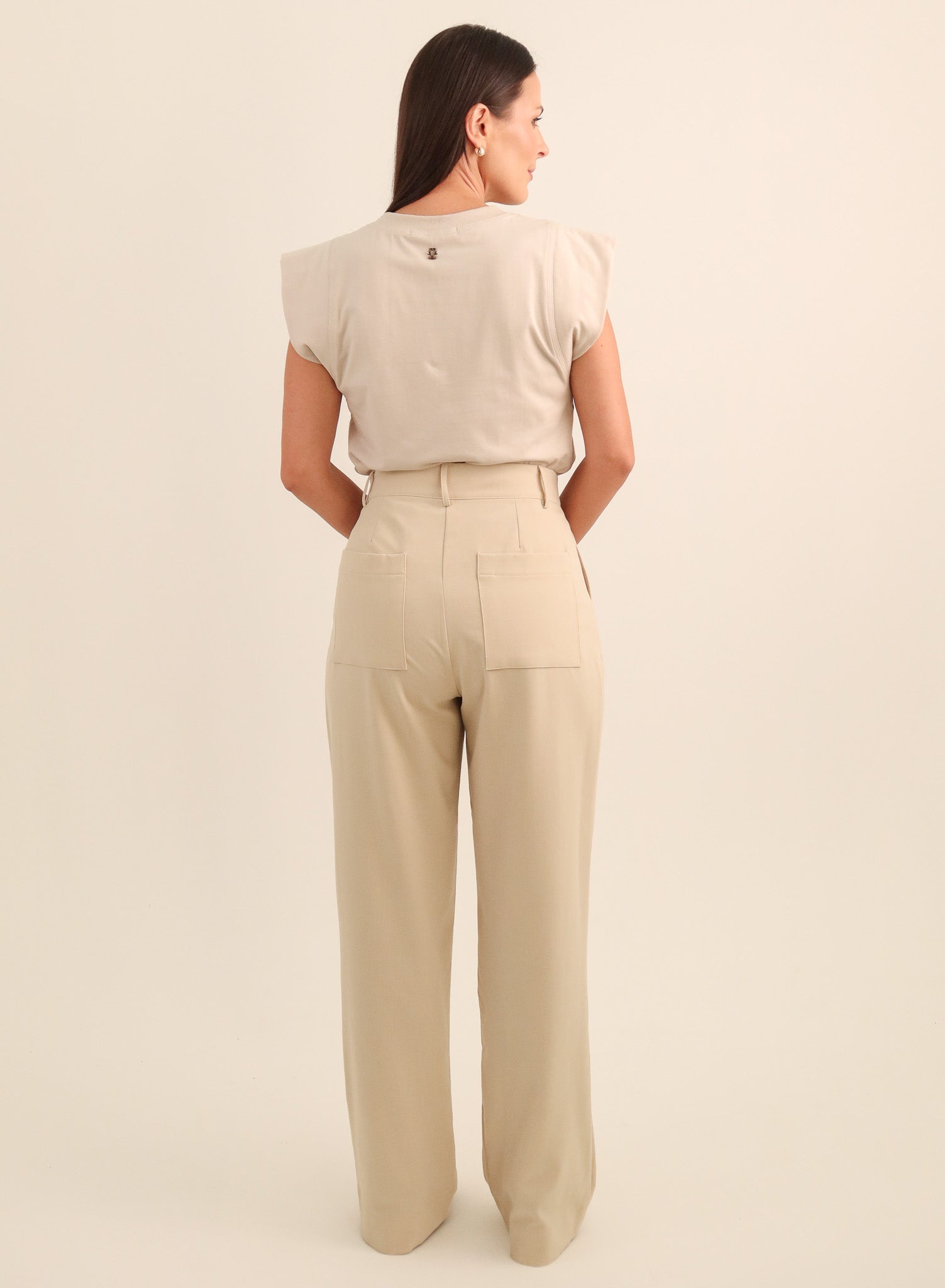 Calça Alfaiataria Feminina Luma - Bege