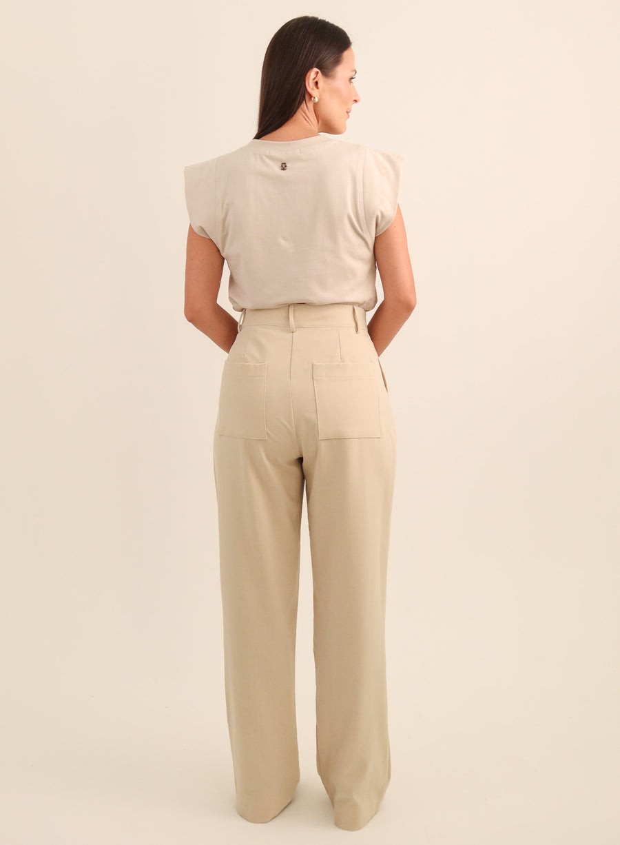 Calça Alfaiataria Feminina Luma - Bege