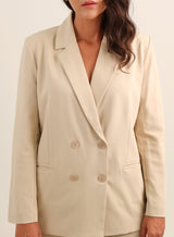 Blazer Feminino Transpassado Luma Bege