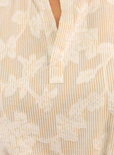 Blusa em Jacquard Listrado Manga Longa Dara - Bege