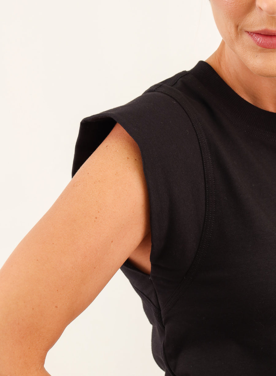 Camiseta Feminina Algodão com Elastano Muscle Tee Cléo - Preta