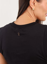 Camiseta Feminina Algodão com Elastano Muscle Tee Cléo - Preta