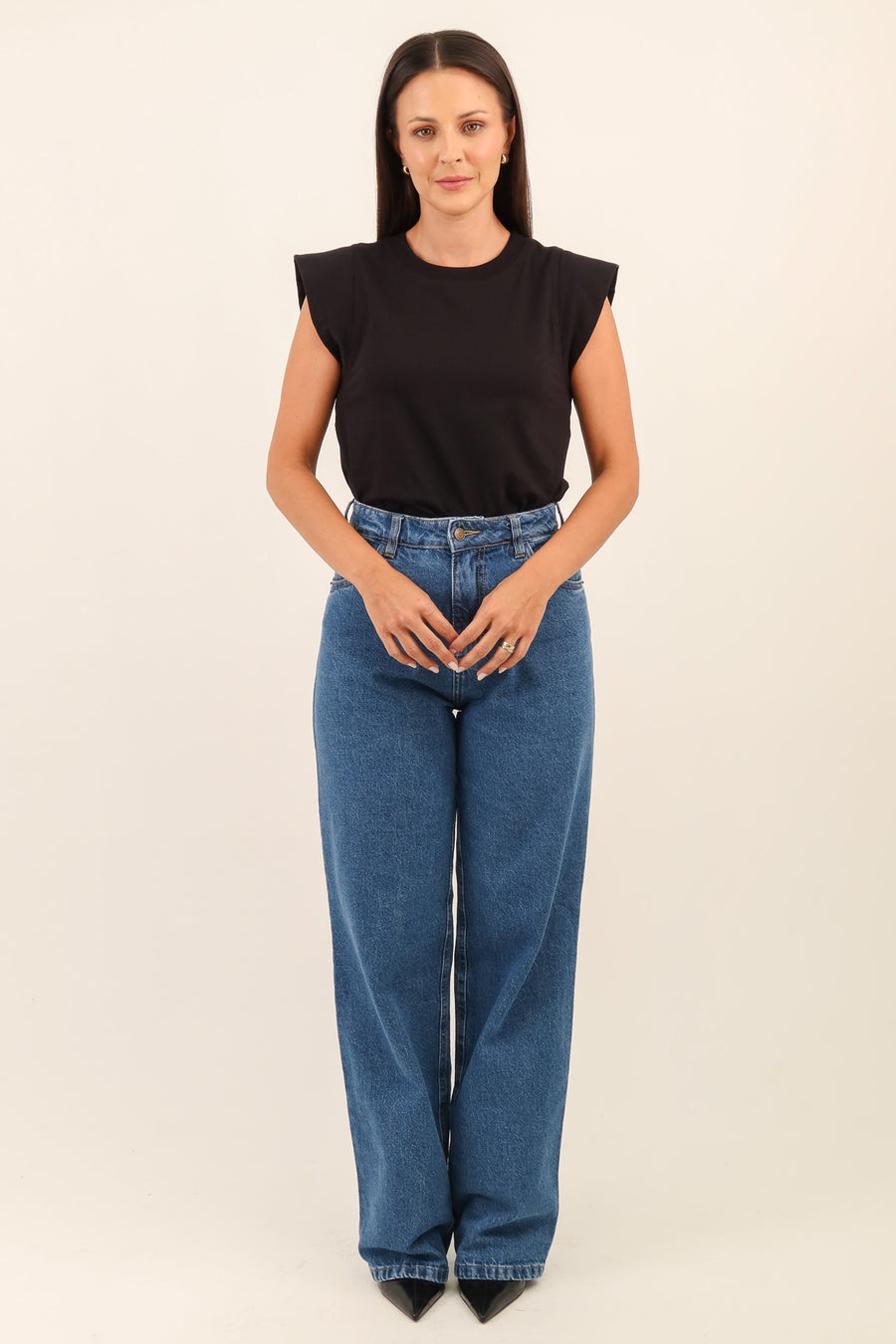 Camiseta Feminina Algodão com Elastano Muscle Tee Cléo - Preta