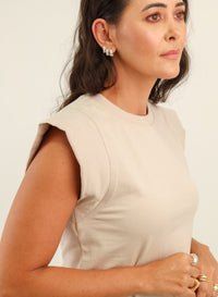 Camiseta Feminina Algodão com Elastano Muscle Tee Cléo - Bege