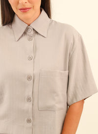 Camisa Cropped Viscose Mavie - Cinza Médio