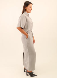 Saia Midi Viscose Mavie - Cinza Médio