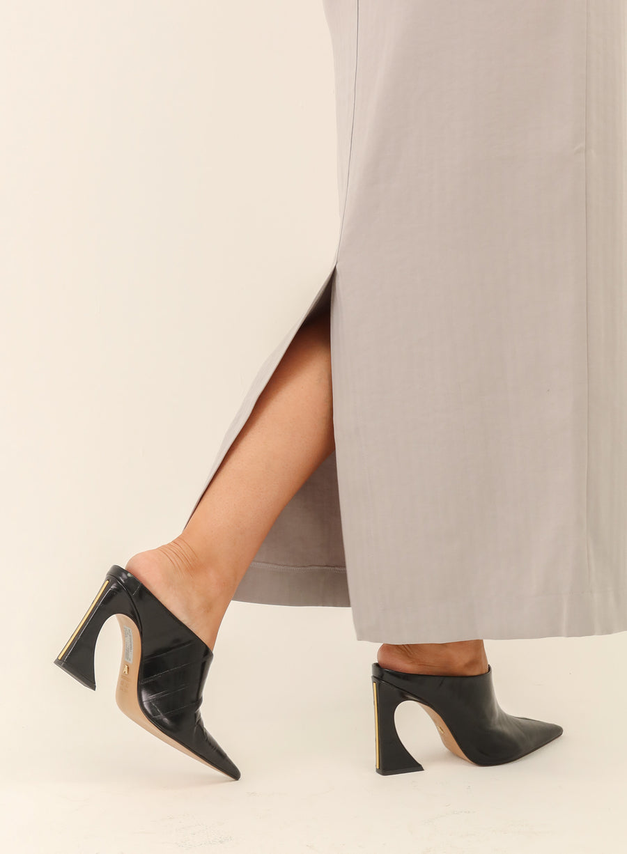 Saia Midi Viscose Mavie - Cinza Médio