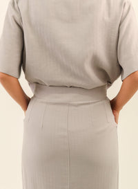 Saia Midi Viscose Mavie - Cinza Médio