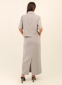 Camisa Cropped Viscose Mavie - Cinza Médio