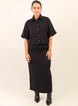 Saia Midi Viscose Mavie - Preta