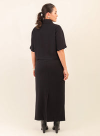 Saia Midi Viscose Mavie - Preta