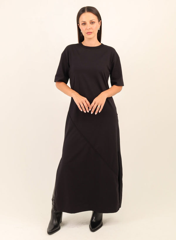 Vestido Longo Algodão com Elastano Hana - Preto