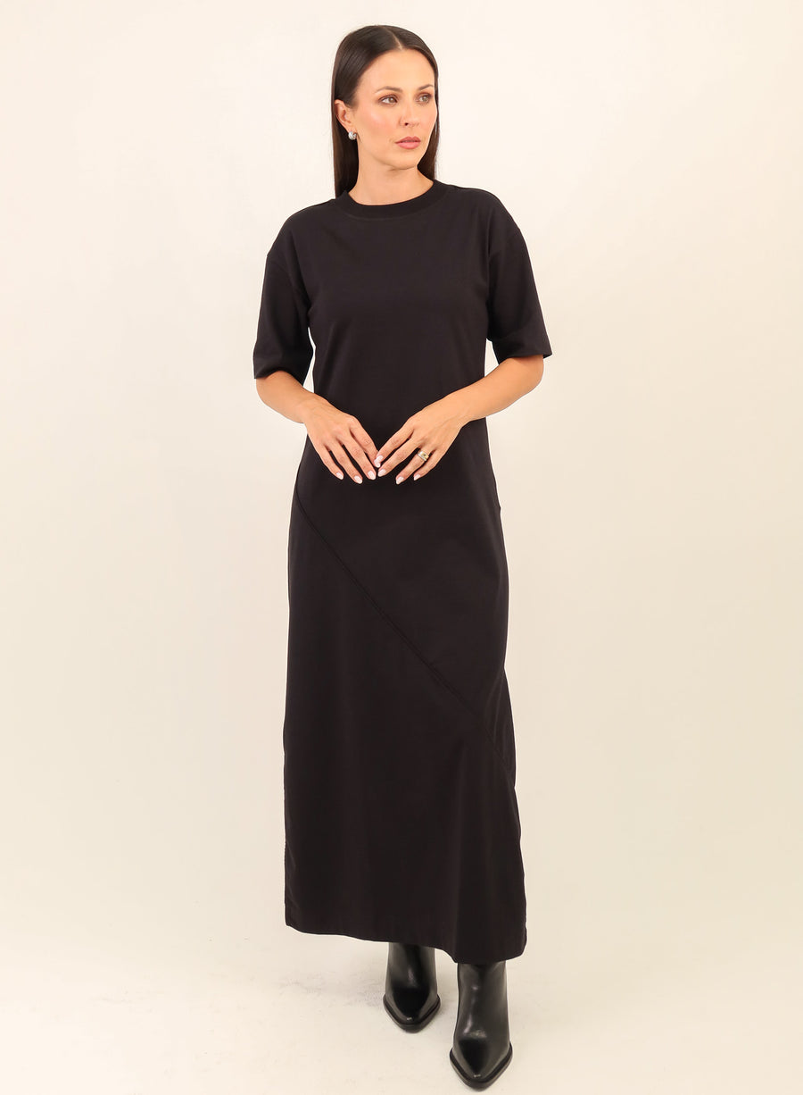 Vestido Longo Algodão com Elastano Hana - Preto