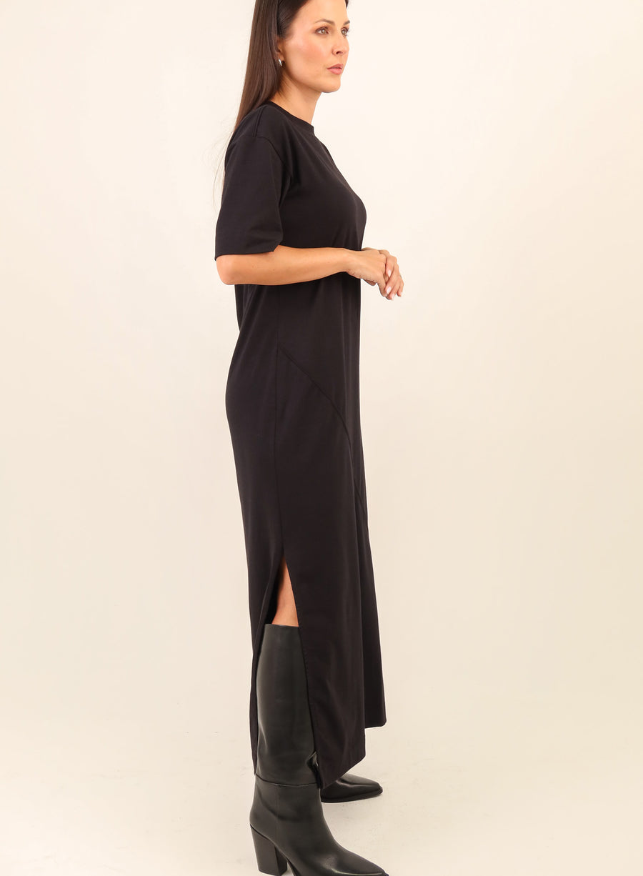 Vestido Longo Algodão com Elastano Hana - Preto
