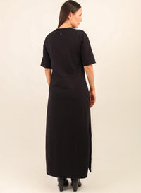 Vestido Longo Algodão com Elastano Hana - Preto