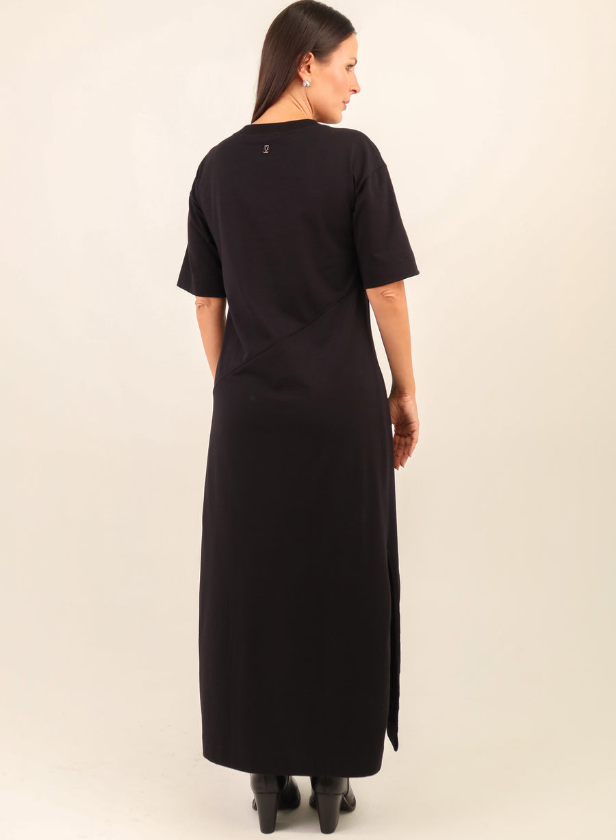 Vestido Longo Algodão com Elastano Hana - Preto