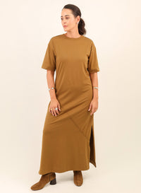 Vestido Longo Algodão com Elastano Hana - Oliva