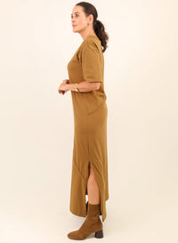 Vestido Longo Algodão com Elastano Hana - Oliva