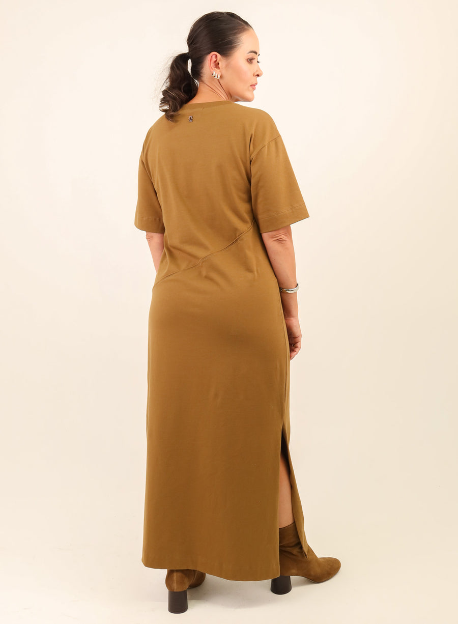Vestido Longo Algodão com Elastano Hana - Oliva