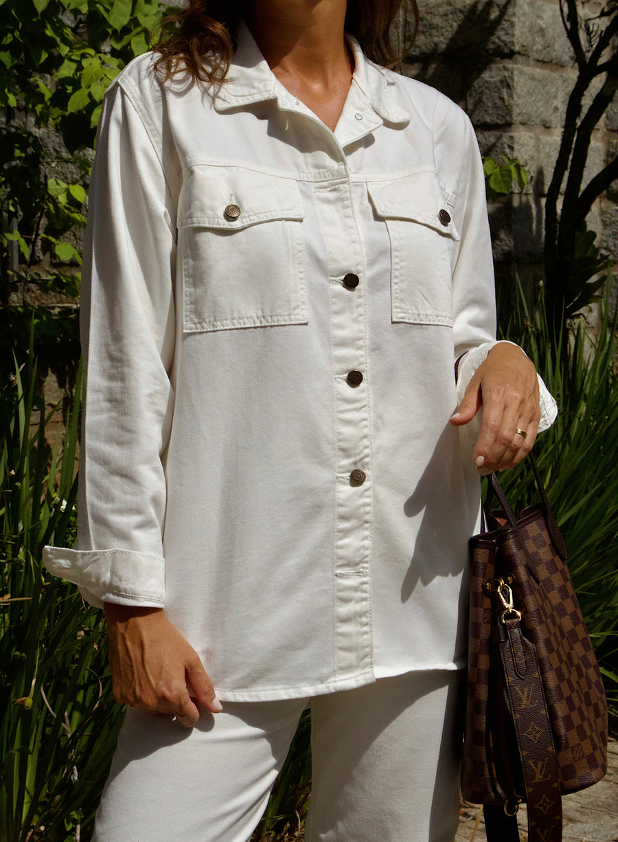 Camisa Jeans Oversized Morgan Off White
