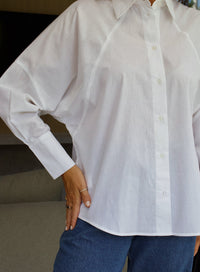 Camisa Social em Tricoline Branca Flora