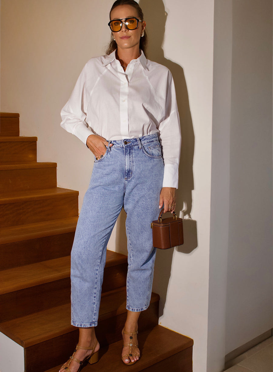 Calça Jeans Claro Carrot Lucy