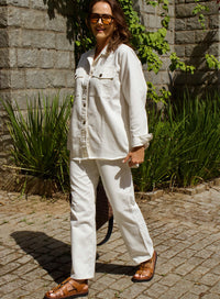 Camisa Jeans Oversized Morgan Off White