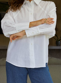 Camisa Social em Tricoline Branca Flora