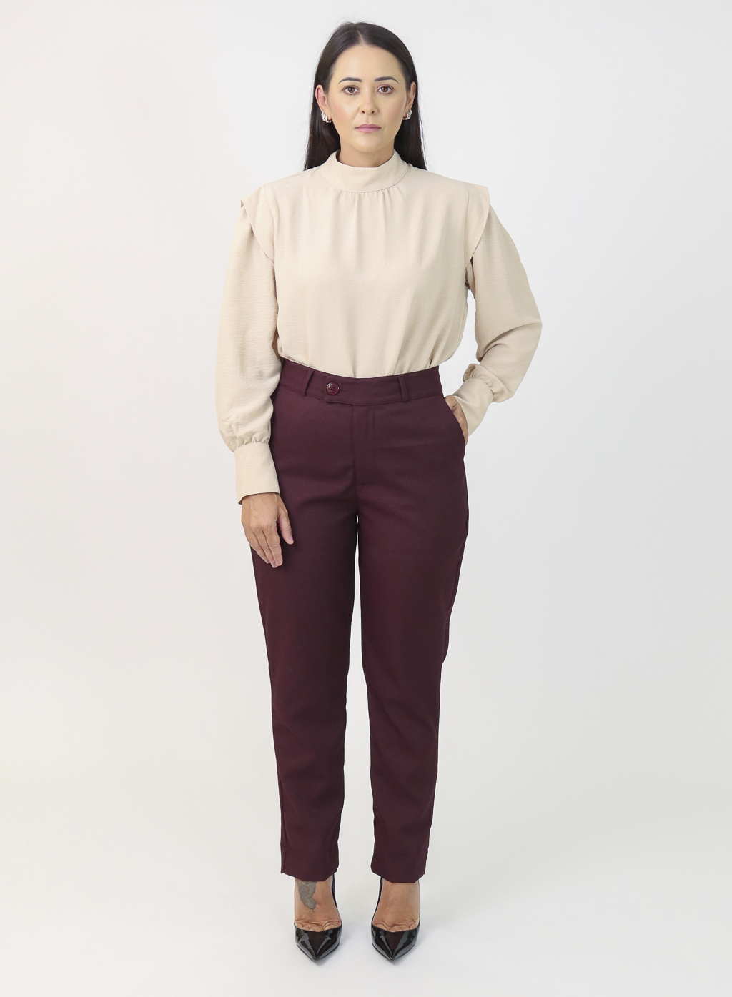 Calça Alfaiataria Feminina Eliana Vinho