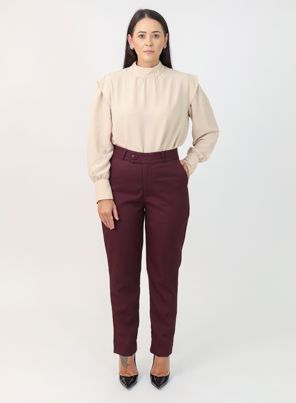 Calça Alfaiataria Feminina Eliana Vinho