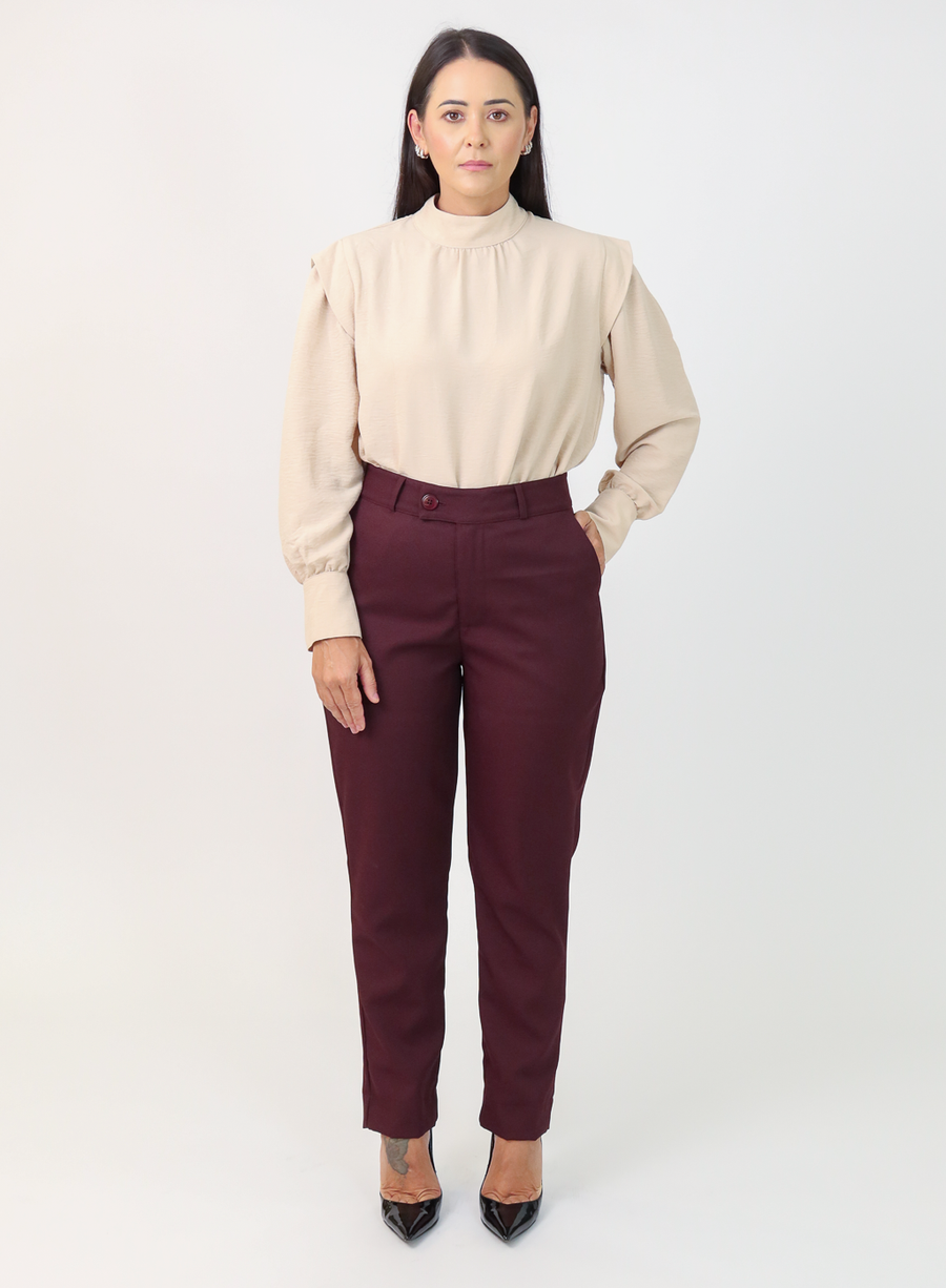 Calça Alfaiataria Feminina Eliana Vinho