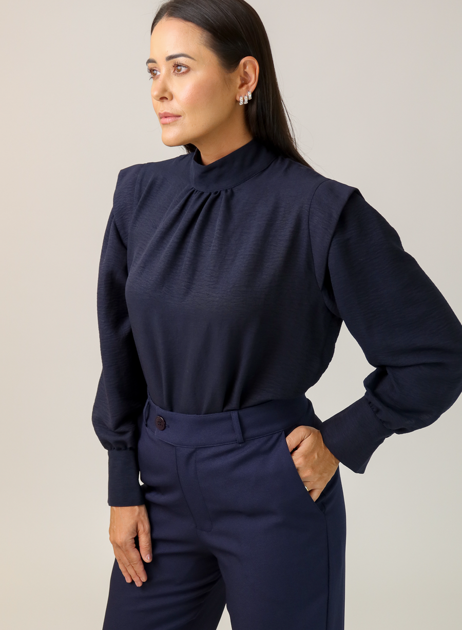 Calça Alfaiataria Feminina Marinho Eliana