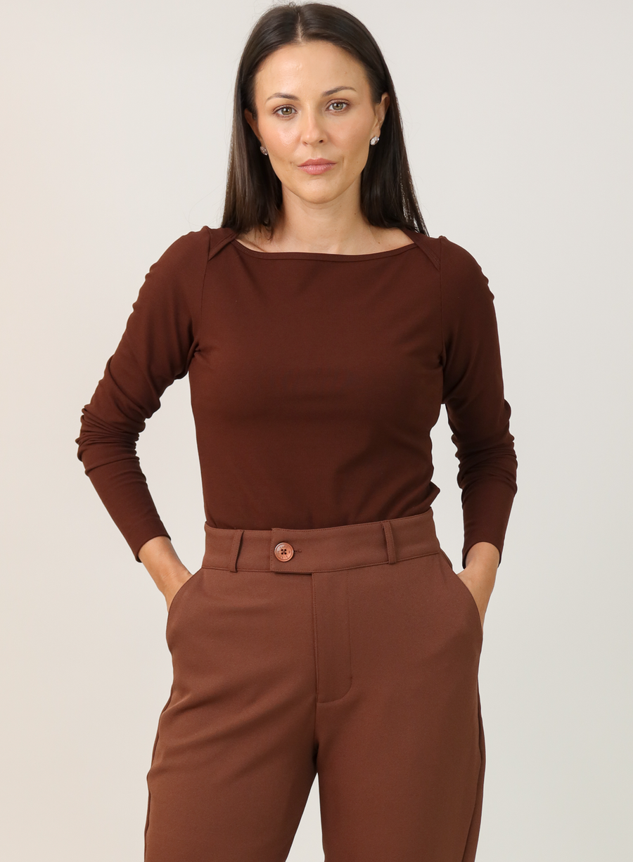 Calca Alfaiataria Marrom Eliana