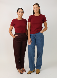 T-shirt Feminina Algodão com Elastano Nina - Vinho