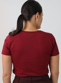 T-shirt Feminina Algodão com Elastano Nina - Vinho