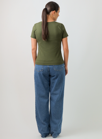 T-shirt Feminina Algodão com Elastano Nina - Verde