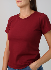 T-shirt Feminina Algodão com Elastano Nina - Vinho