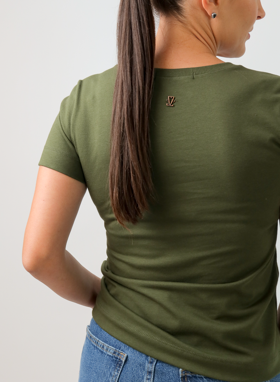 T-shirt Feminina Algodão com Elastano Nina - Verde